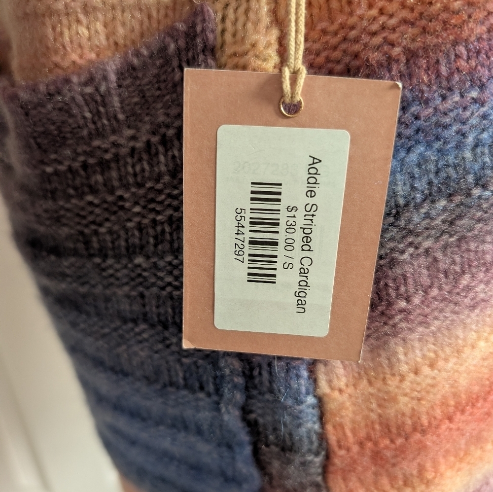 NWT Room 34 Cozy Gradient Open-Front Cardigan Sweater in Sunset Stripe - Picture 5 of 7